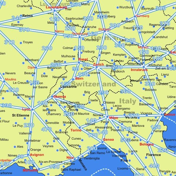 žemėlapis šveicarija žemėlapyje atstumai