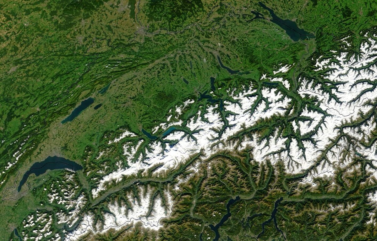 žemėlapis palydovinės šveicarija