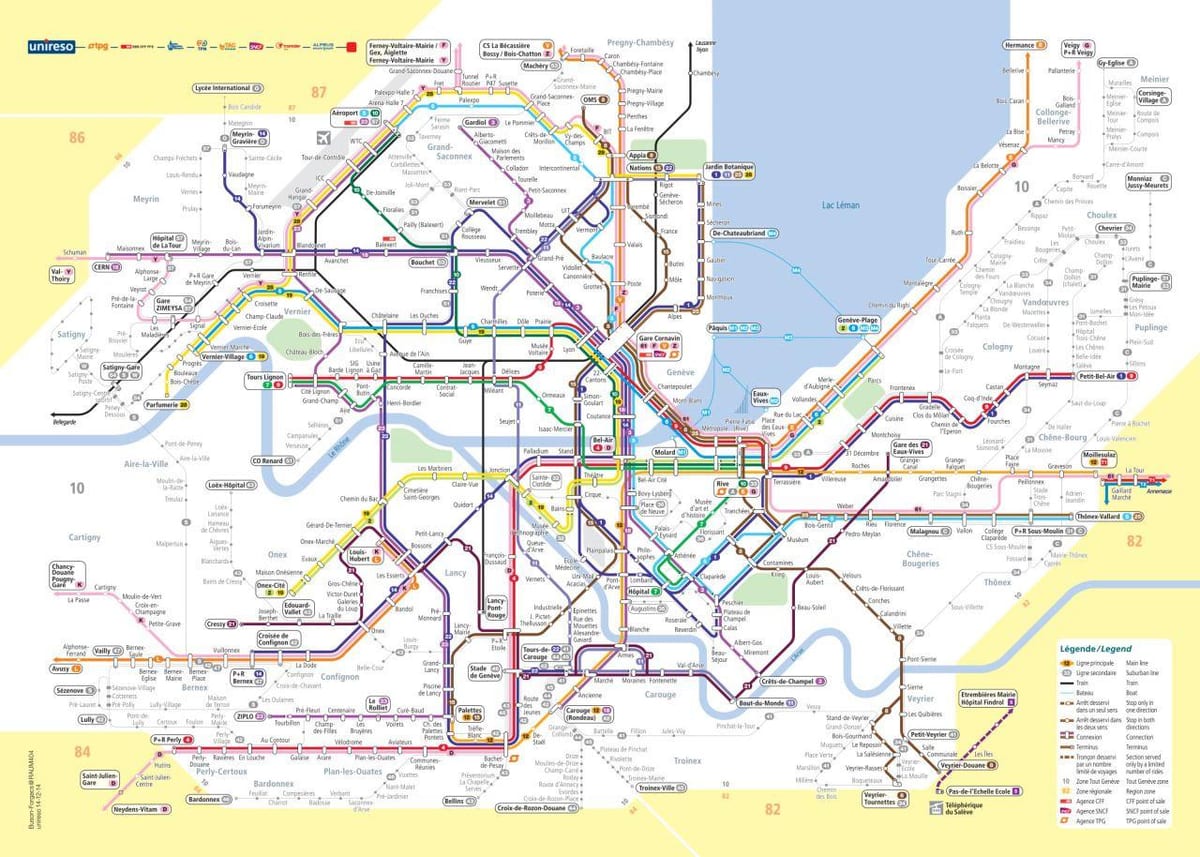 žemėlapis ženeva, šveicarija autobusų