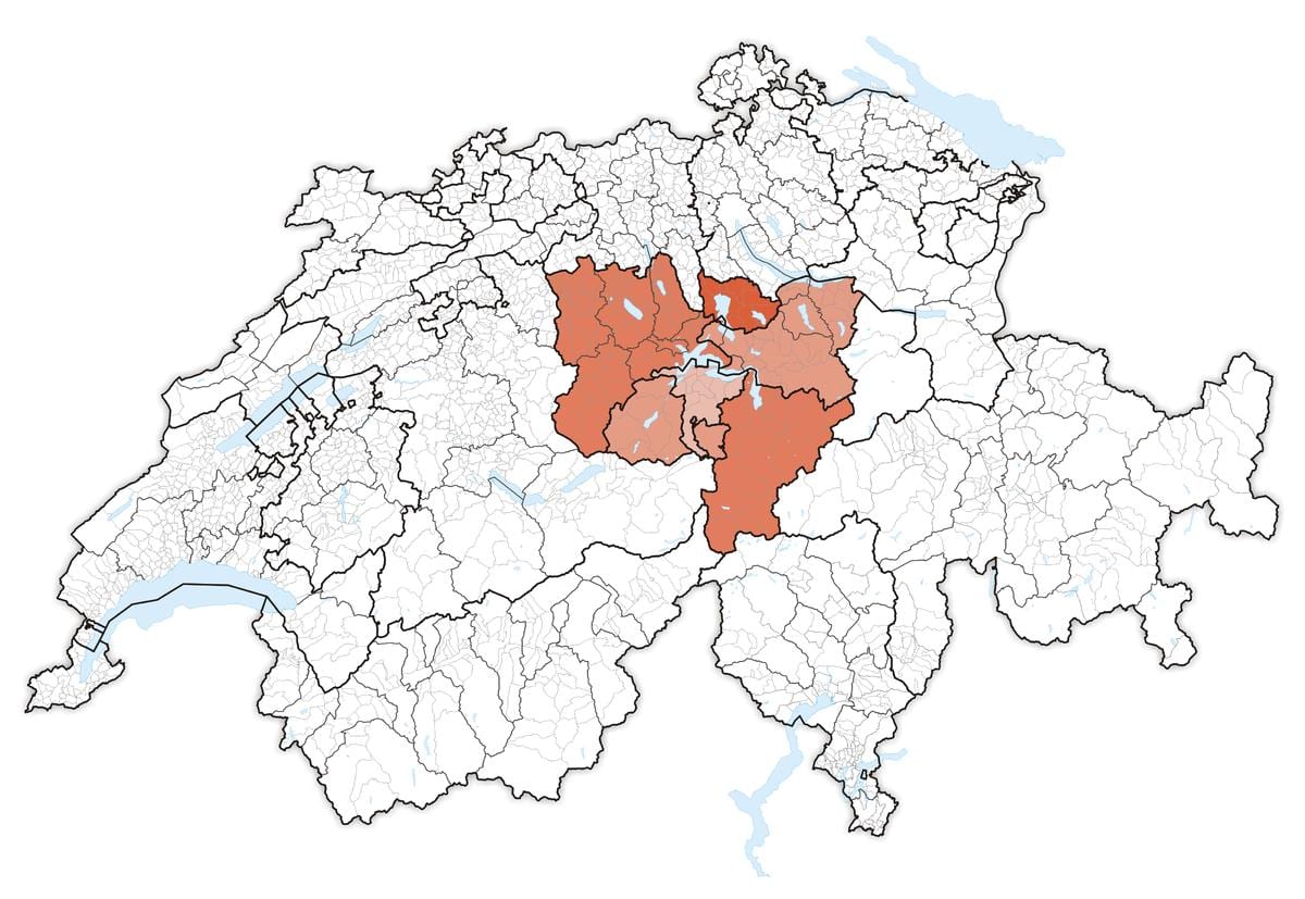 žemėlapis centrinė šveicarija 