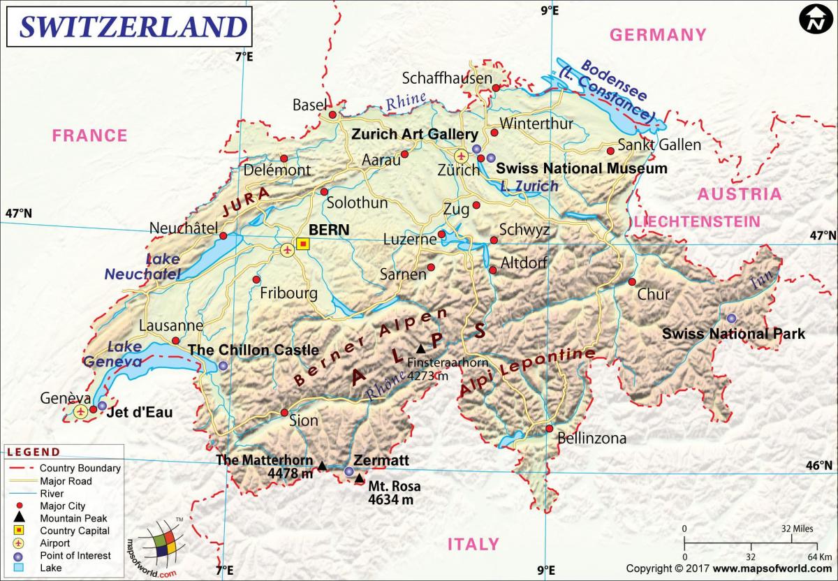 žemėlapis oro uostus, šveicarija