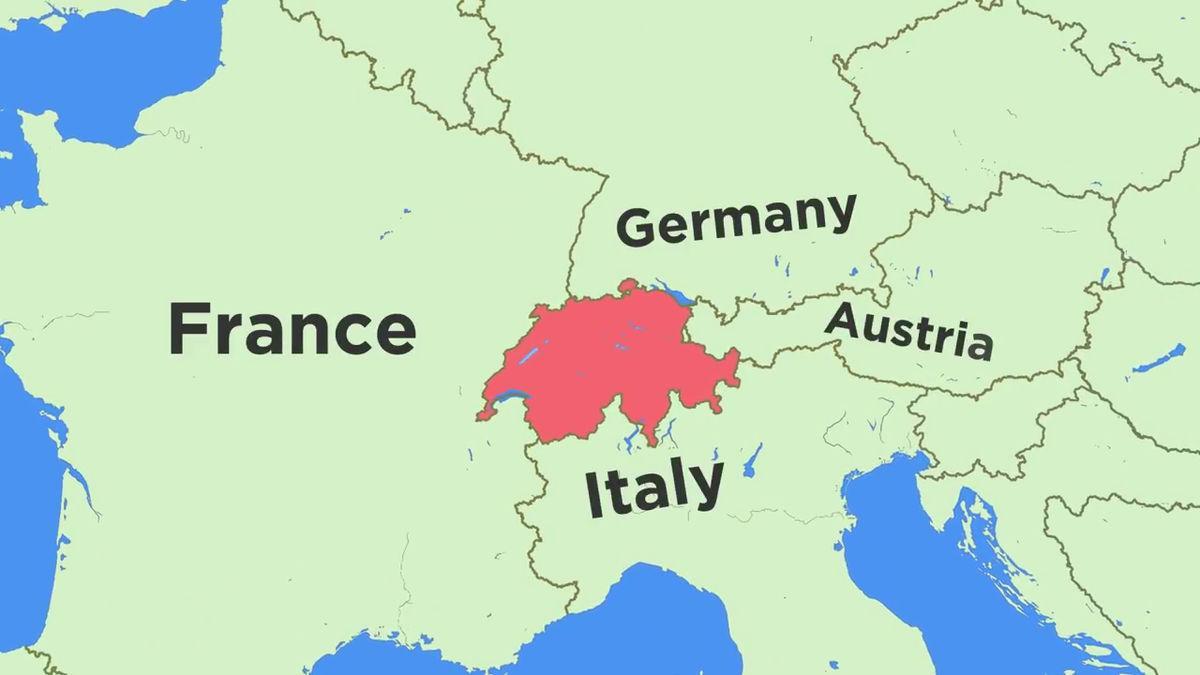 žemėlapis šveicarija ir kaimyninėse šalyse