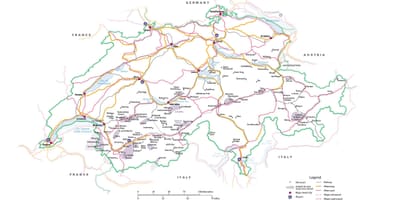 Šveicarija lankytinų vietų žemėlapis
