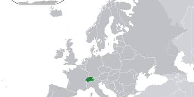 Pasaulio žemėlapis, kuriame šveicarija