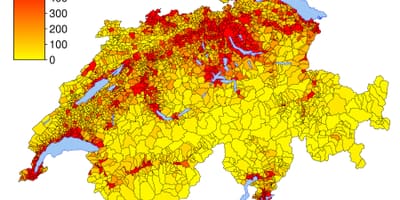 Šveicarijos gyventojų tankumo žemėlapis