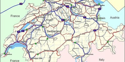 Žemėlapis šveicarijos kalnuose