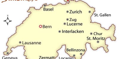 Žemėlapis churo šveicarija