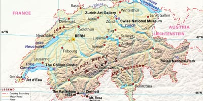 Žemėlapis oro uostus, šveicarija