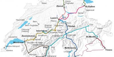 Šveicarija traukinio maršruto žemėlapį